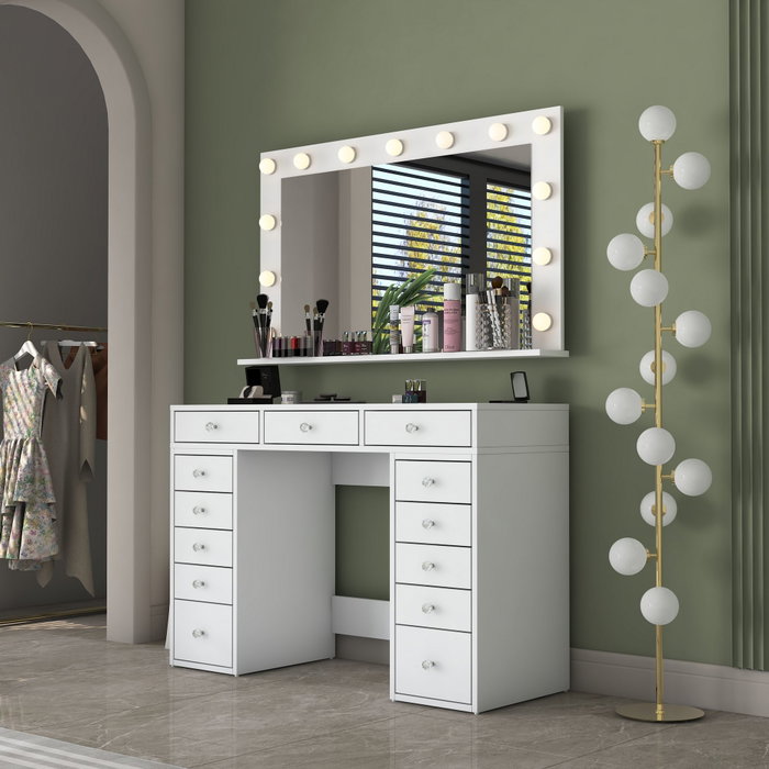 Hanah Home Mesa de Maquillaje con Espejo LED Blanco Hanah Home Mesa de Maquillaje con Espejo LED Blanco